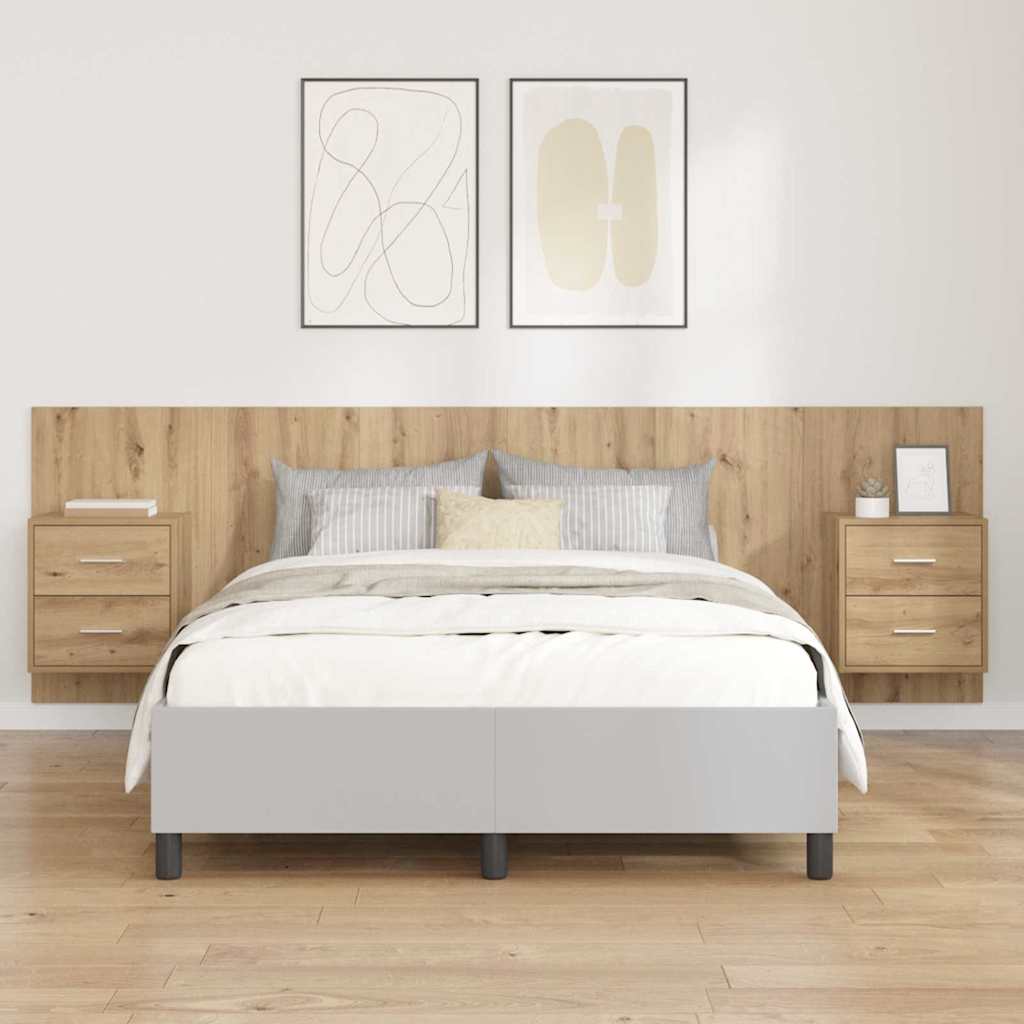 Kopfteil mit Schrank 3 stk. Artisan-Eiche Holzwerkstoff
