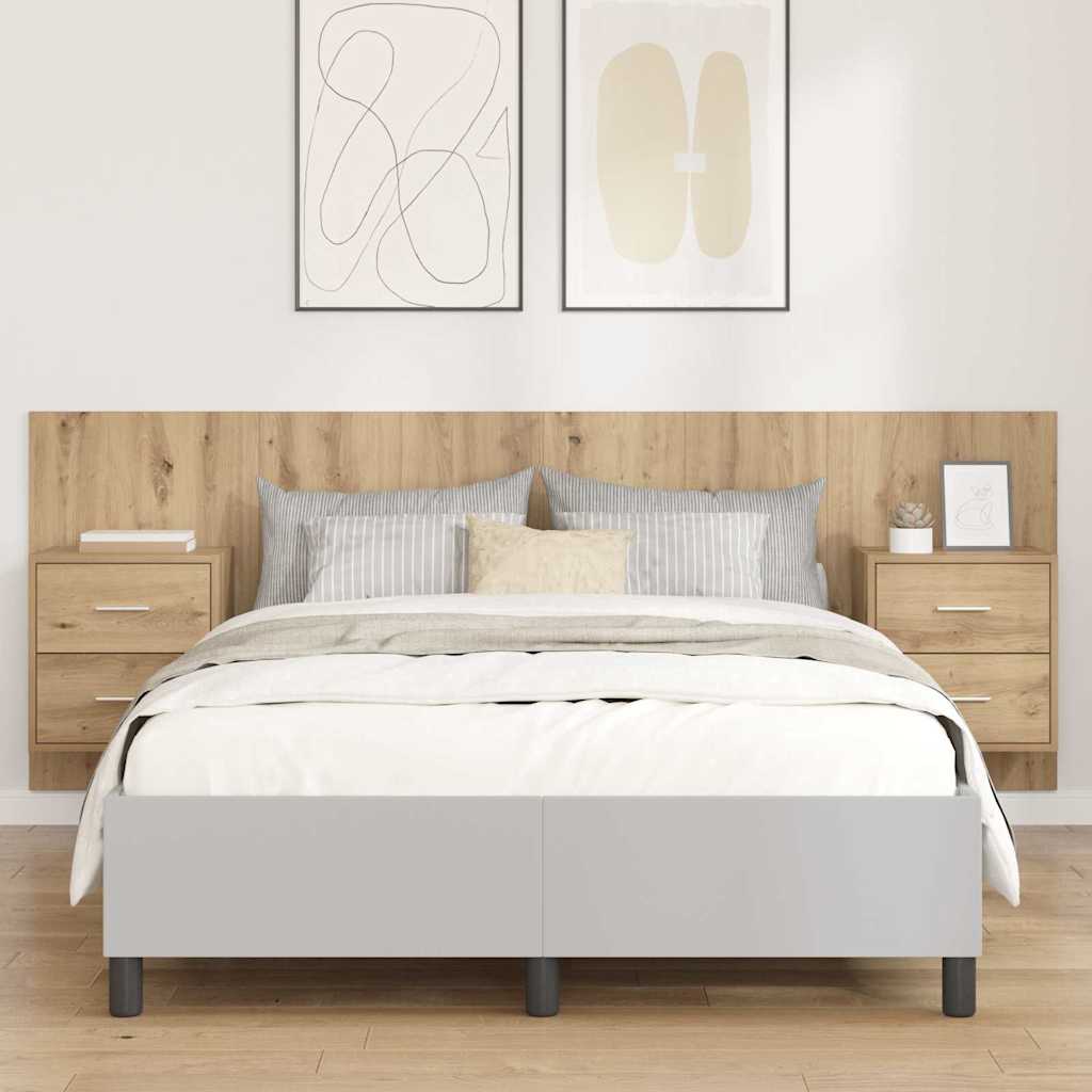 Kopfteil mit Schrank 3 stk. Artisan-Eiche Holzwerkstoff