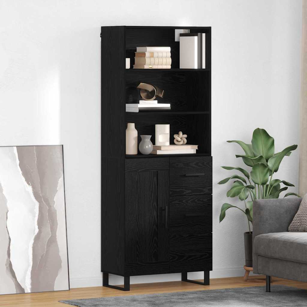 Highboard 2 stk. Schwarz Eichen-Optik 69,5 x 34 x 180 cm