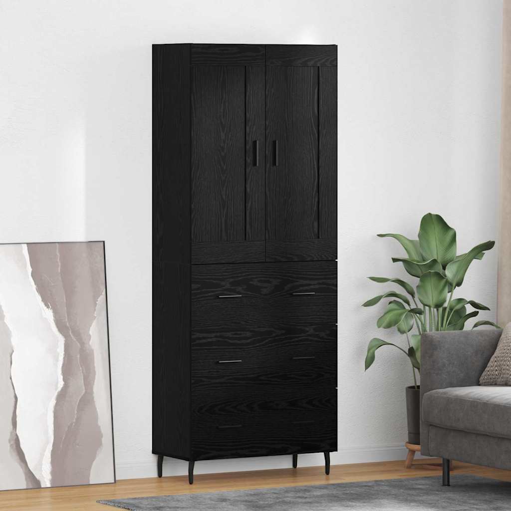 Highboard 2 stk. Schwarz Eichen-Optik 69,5 x 34 x 180 cm