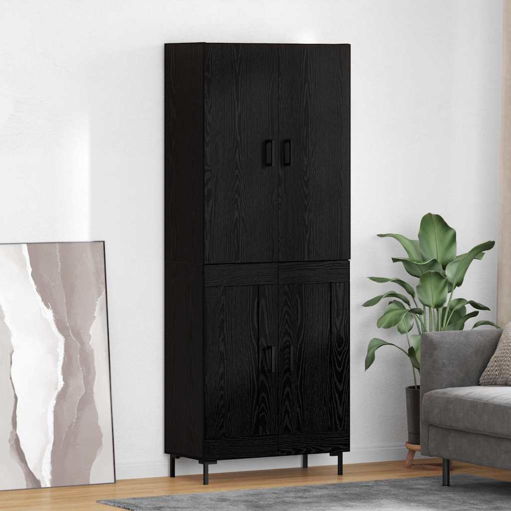 Highboard Schwarz Eichen-Optik 69,5 x 34 x 180 cm Holzwerkstoff