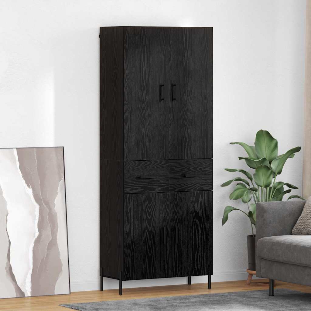 Highboard Schwarz Eichen-Optik 69,5 x 34 x 180 cm Holzwerkstoff