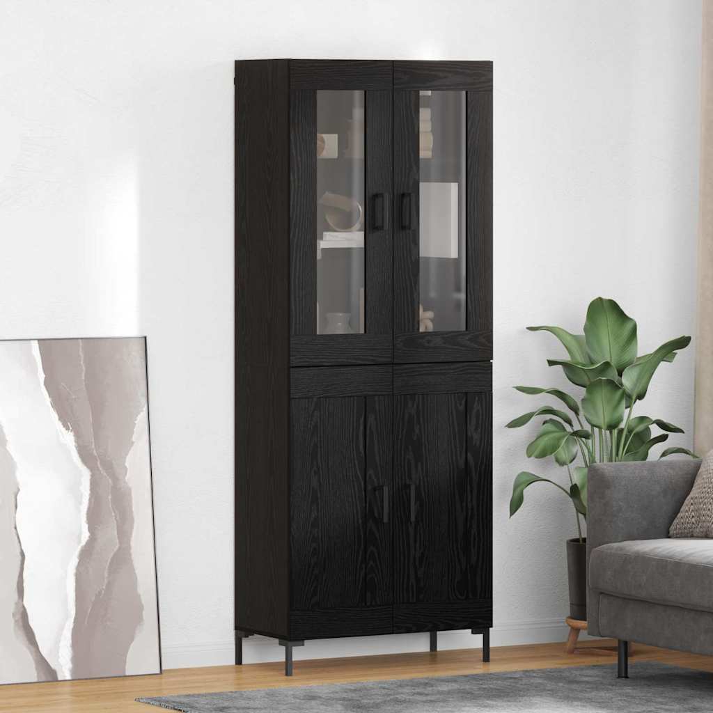 Highboard 2 stk. Schwarz Eichen-Optik 69,5 x 34 x 180 cm