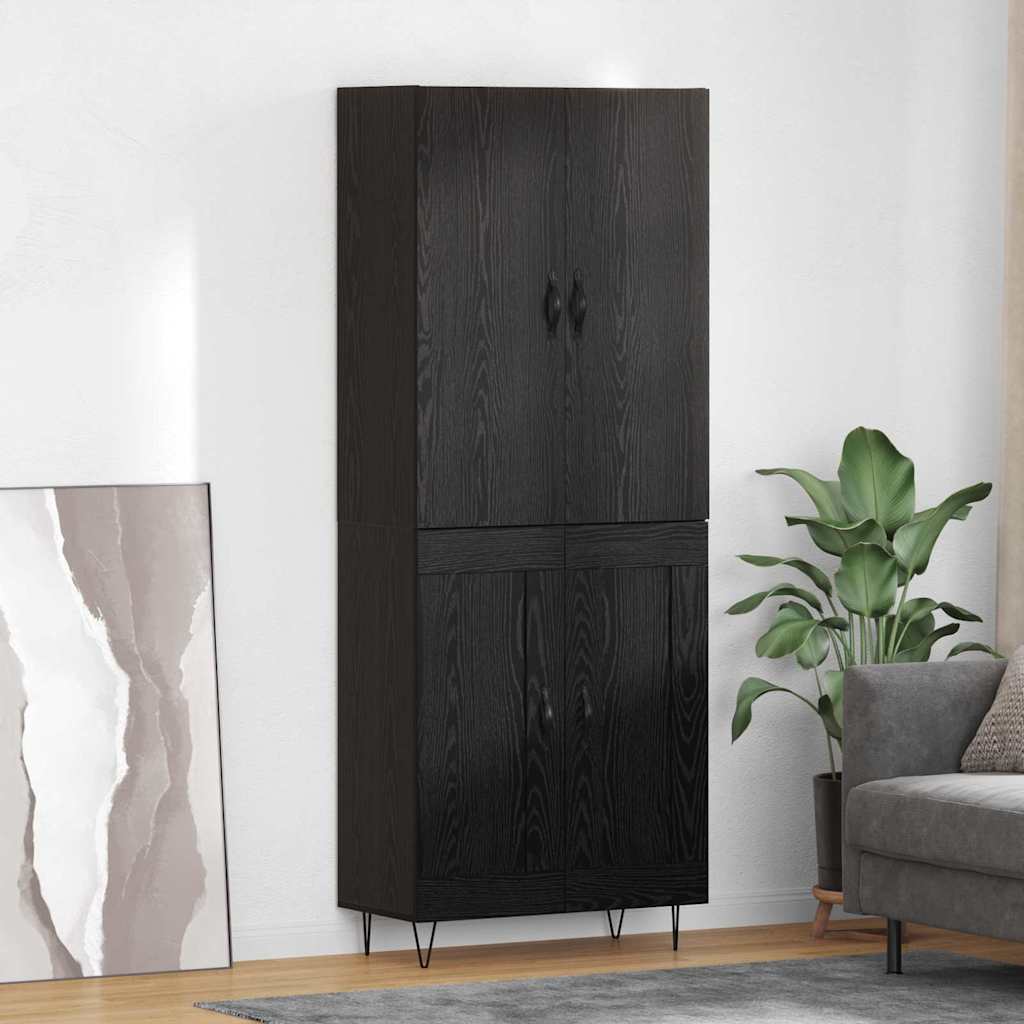 Highboard 2 Stk. Schwarz Eichen-Optik 69,5 x 34 x 180 cm