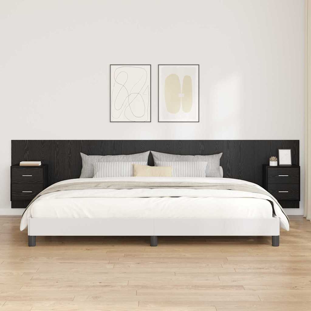 Kopfteil mit Schrank 3 stk. Schwarz Eichen-Optik Holzwerkstoff