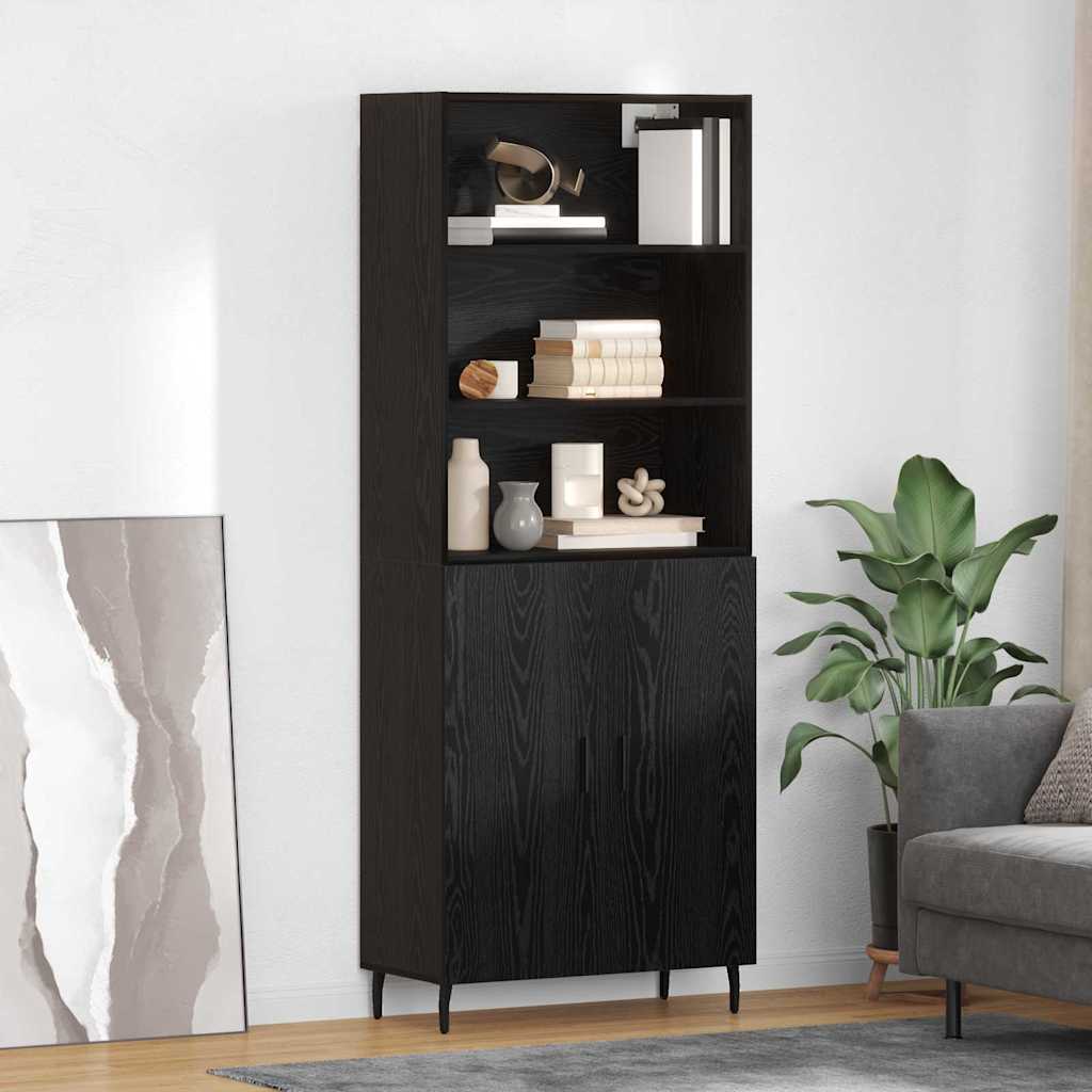 Highboard 2 stk. Schwarz Eichen-Optik 69,5 x 34 x 180 cm