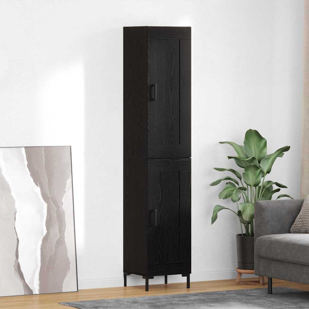 Highboard Schwarz Eichen-Optik 34,5 x 34 x 180 cm Holzwerkstoff