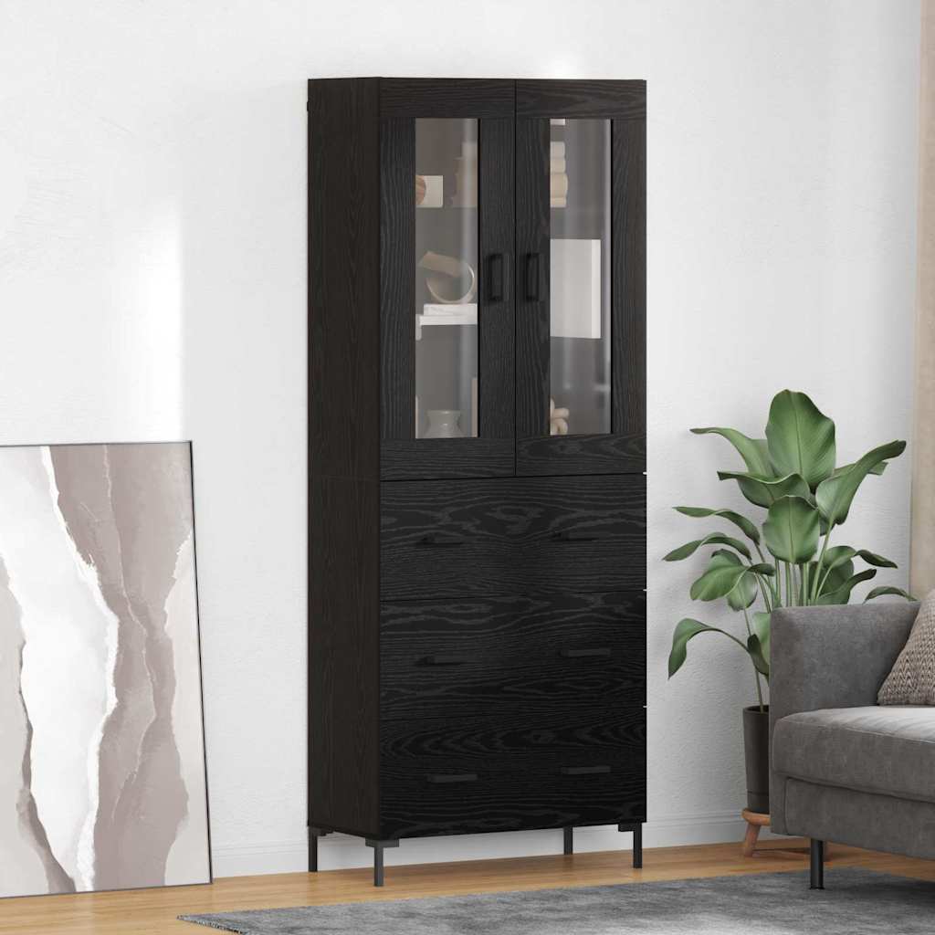 Highboard 2 stk. Schwarz Eichen-Optik 69,5 x 34 x 180 cm