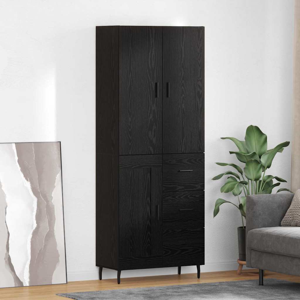 Highboard 2 stk. Schwarz Eichen-Optik 69,5 x 34 x 180 cm