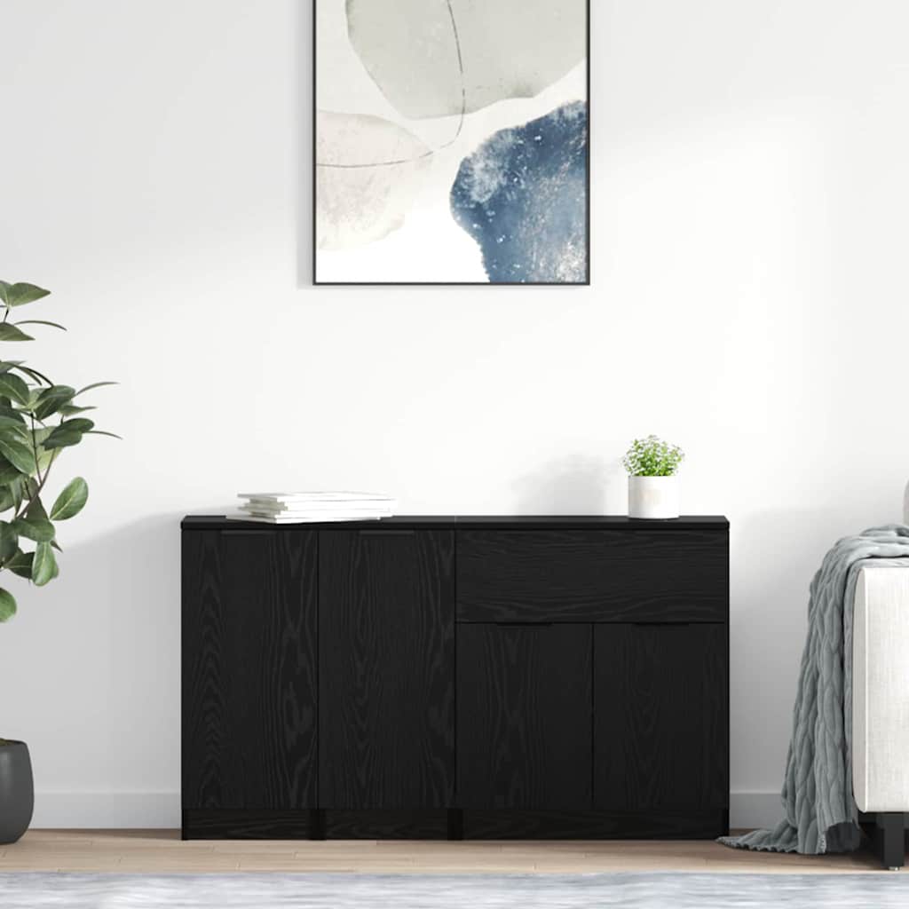Sideboard 3 stk. Schwarz Eichen-Optik 69,5 x 34 x 180 cm