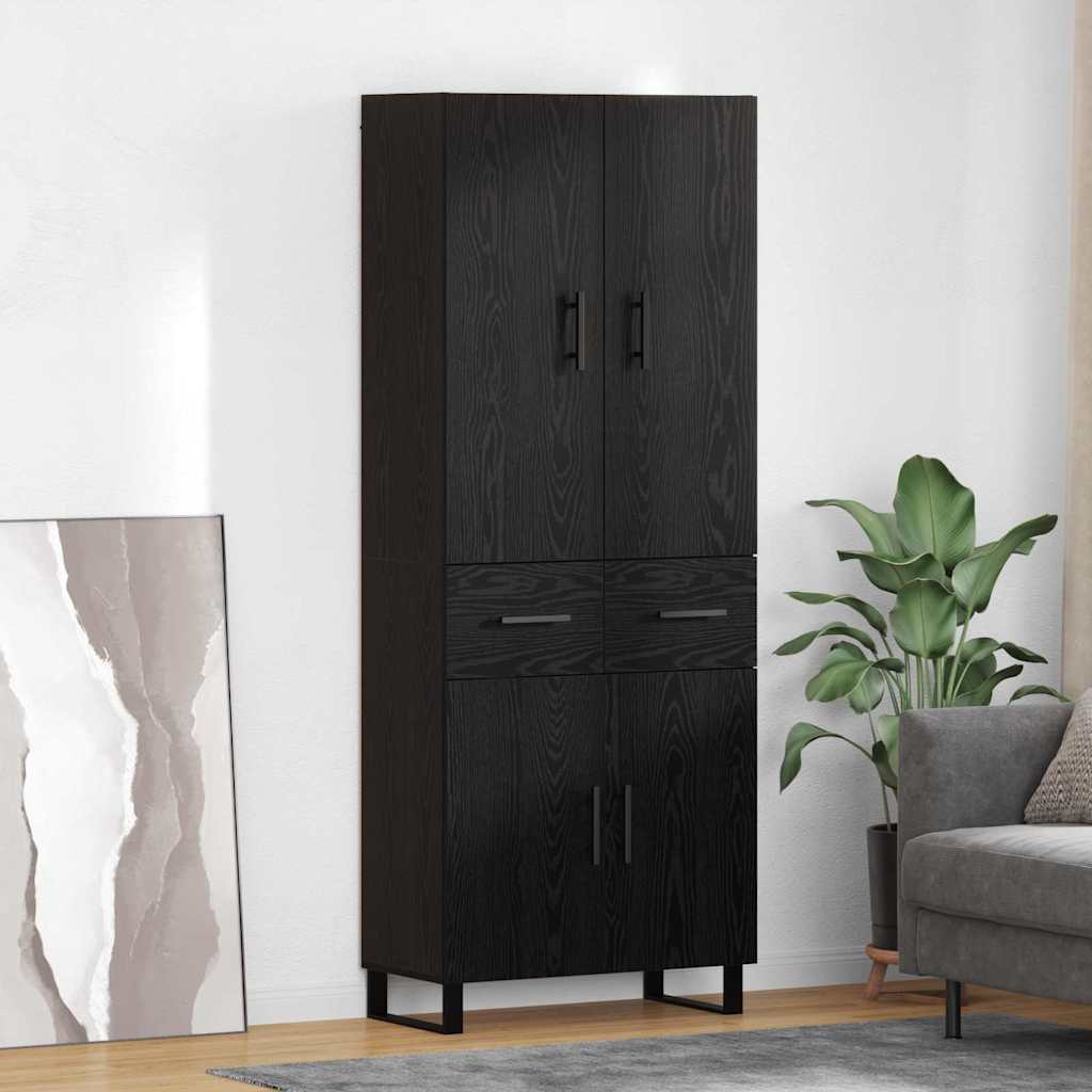 Highboard 2 stk. Schwarz Eichen-Optik 69,5 x 34 x 180 cm