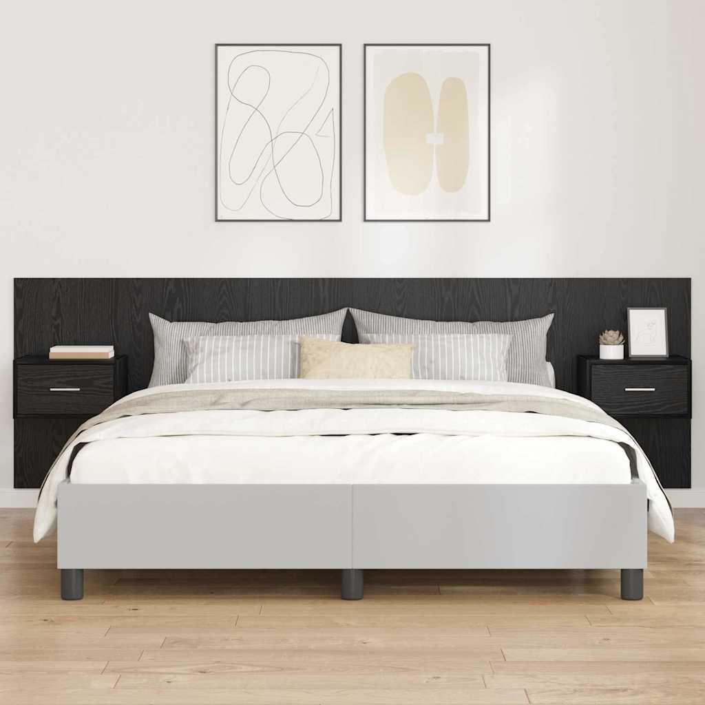 Kopfteil mit Schrank 3 stk. Schwarz Eichen-Optik Holzwerkstoff