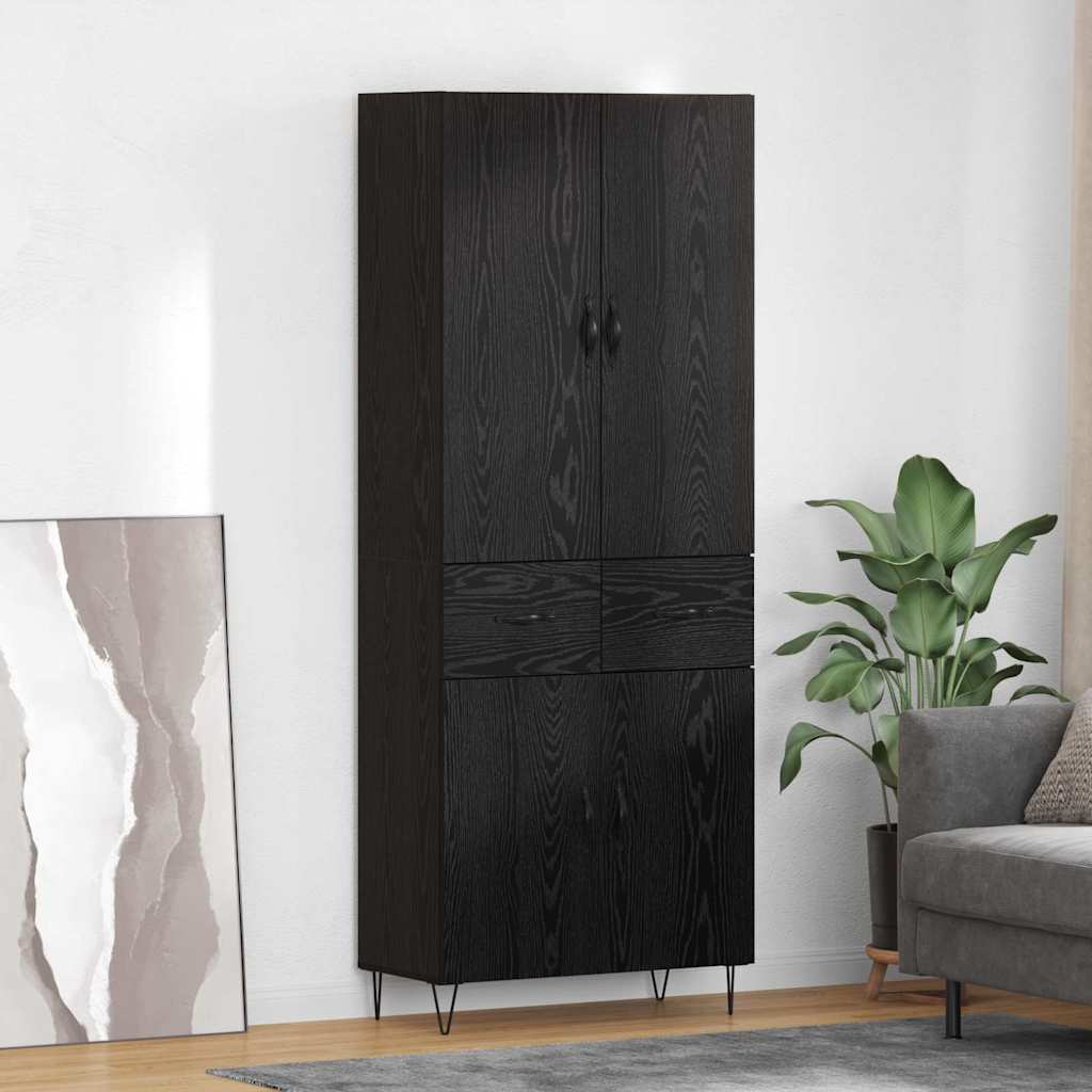 Highboard 2 Stk. Schwarz Eichen-Optik 69,5 x 34 x 180 cm