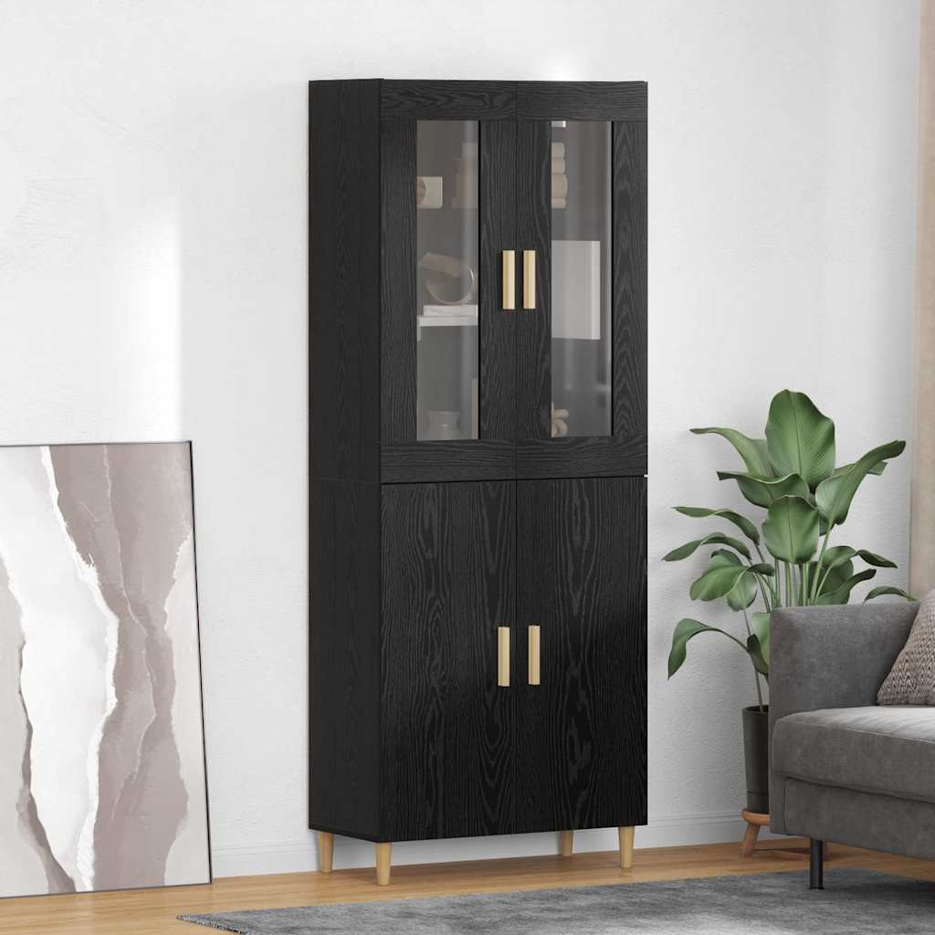 Highboard Schwarz Eichen-Optik 69,5 x 34 x 180 cm