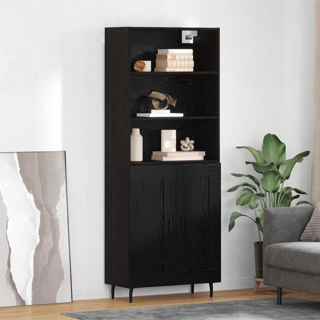 Highboard 2 stk. Schwarz Eichen-Optik 69,5 x 34 x 180 cm