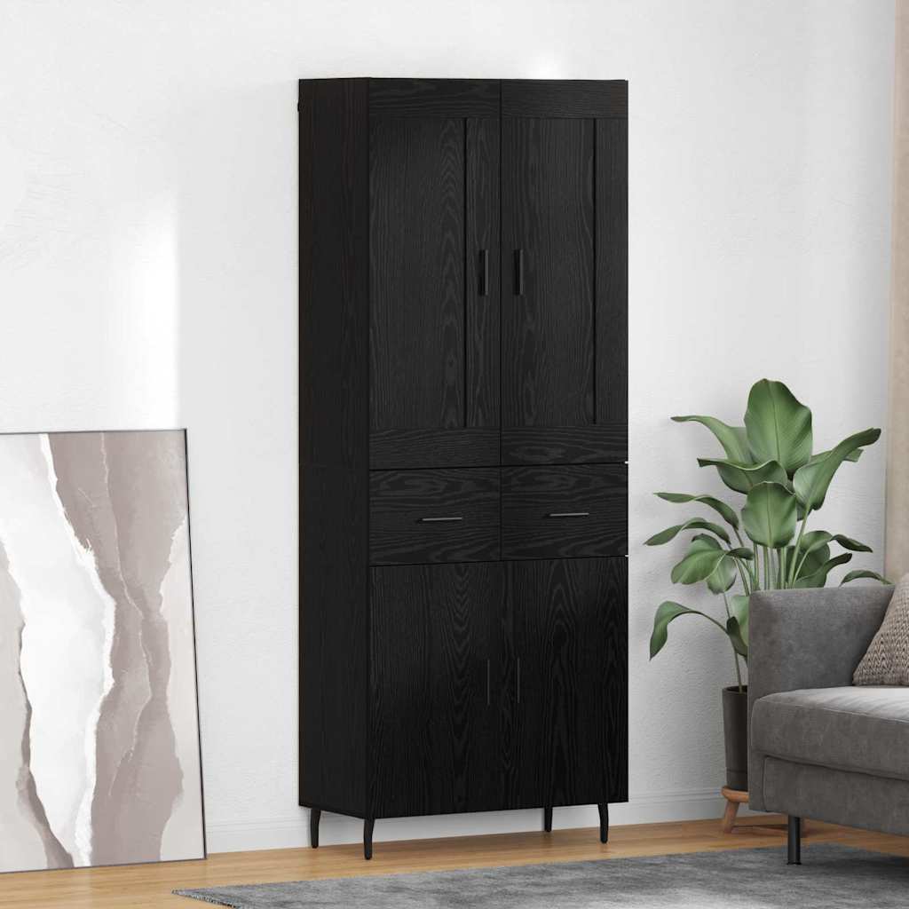 Highboard 2 stk. Schwarz Eichen-Optik 69,5 x 34 x 180 cm