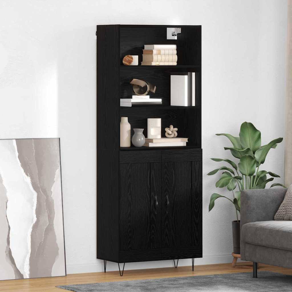 Highboard 2 stk. Schwarz Eichen-Optik 69,5 x 34 x 180 cm