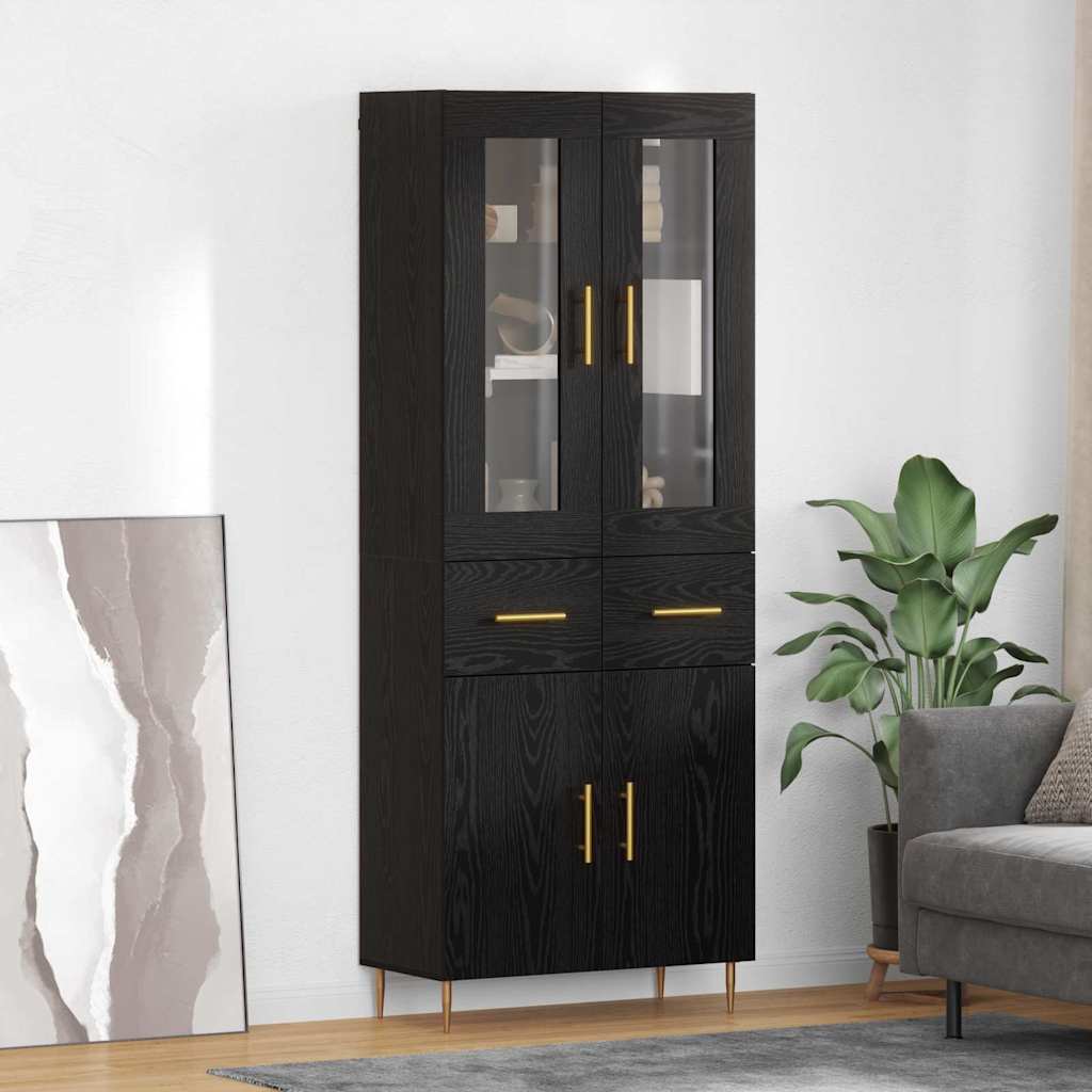 Highboard 2 stk. Schwarz Eichen-Optik 69,5 x 34 x 180 cm