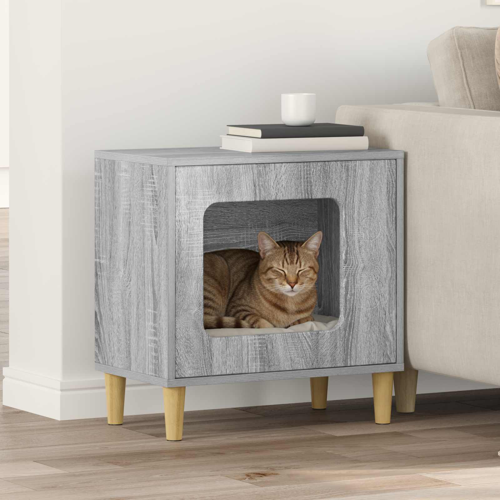 Katzenhaus Sonoma-Grau 51 x 30 x 52 cm Holzwerkstoff