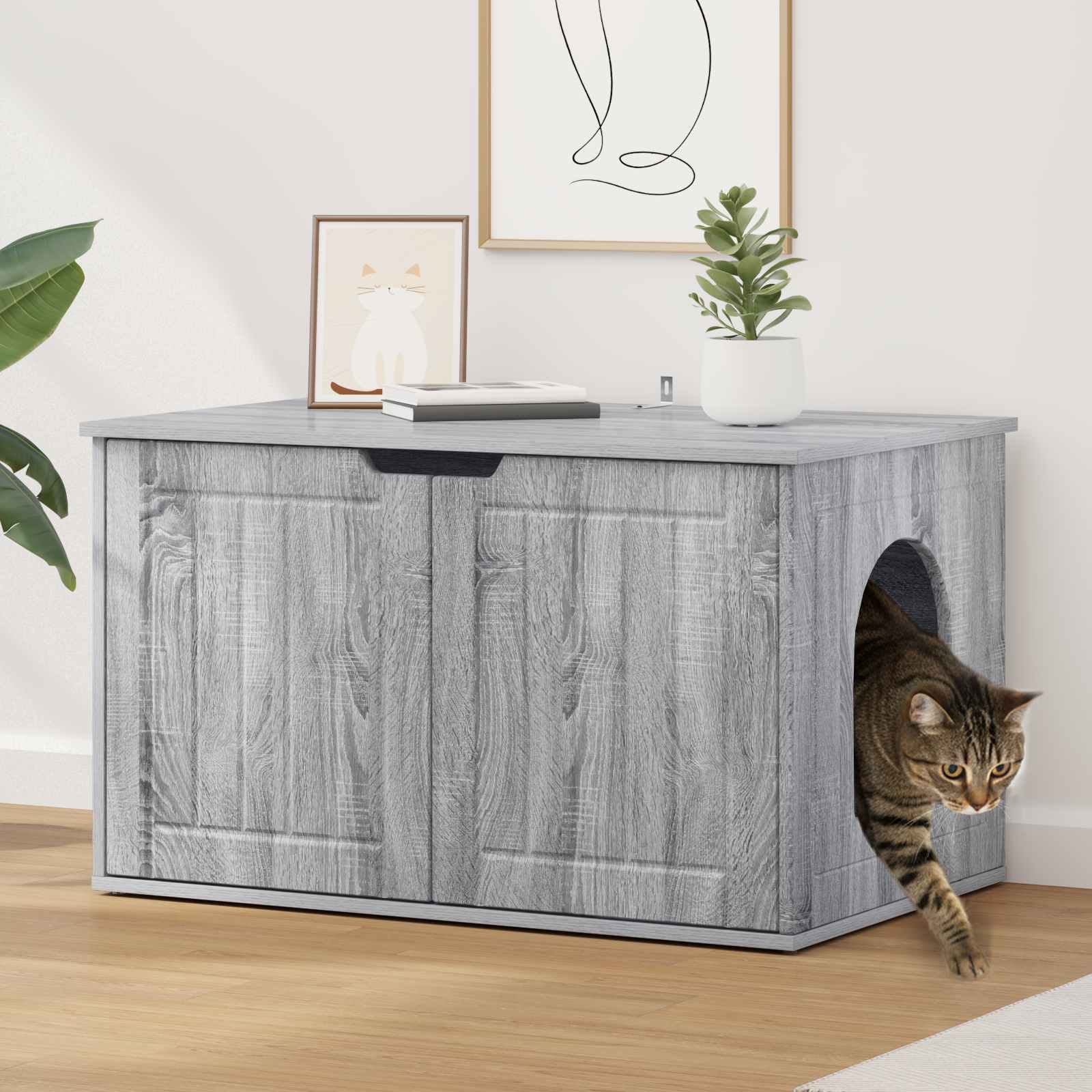 Katzenhaus Sonoma-Grau 85 x 55 x 50,5 cm Holzwerkstoff
