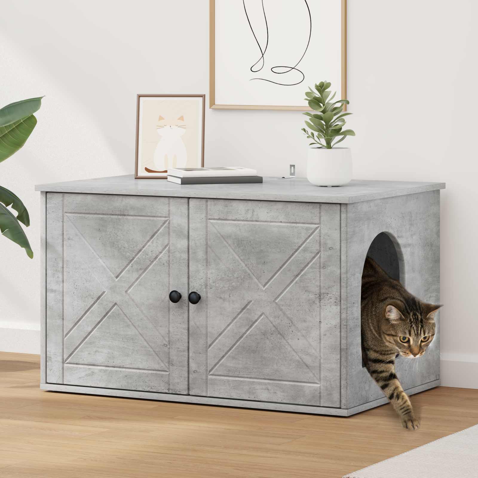 Katzenhaus Beton 85 x 55 x 50,5 cm Holzwerkstoff