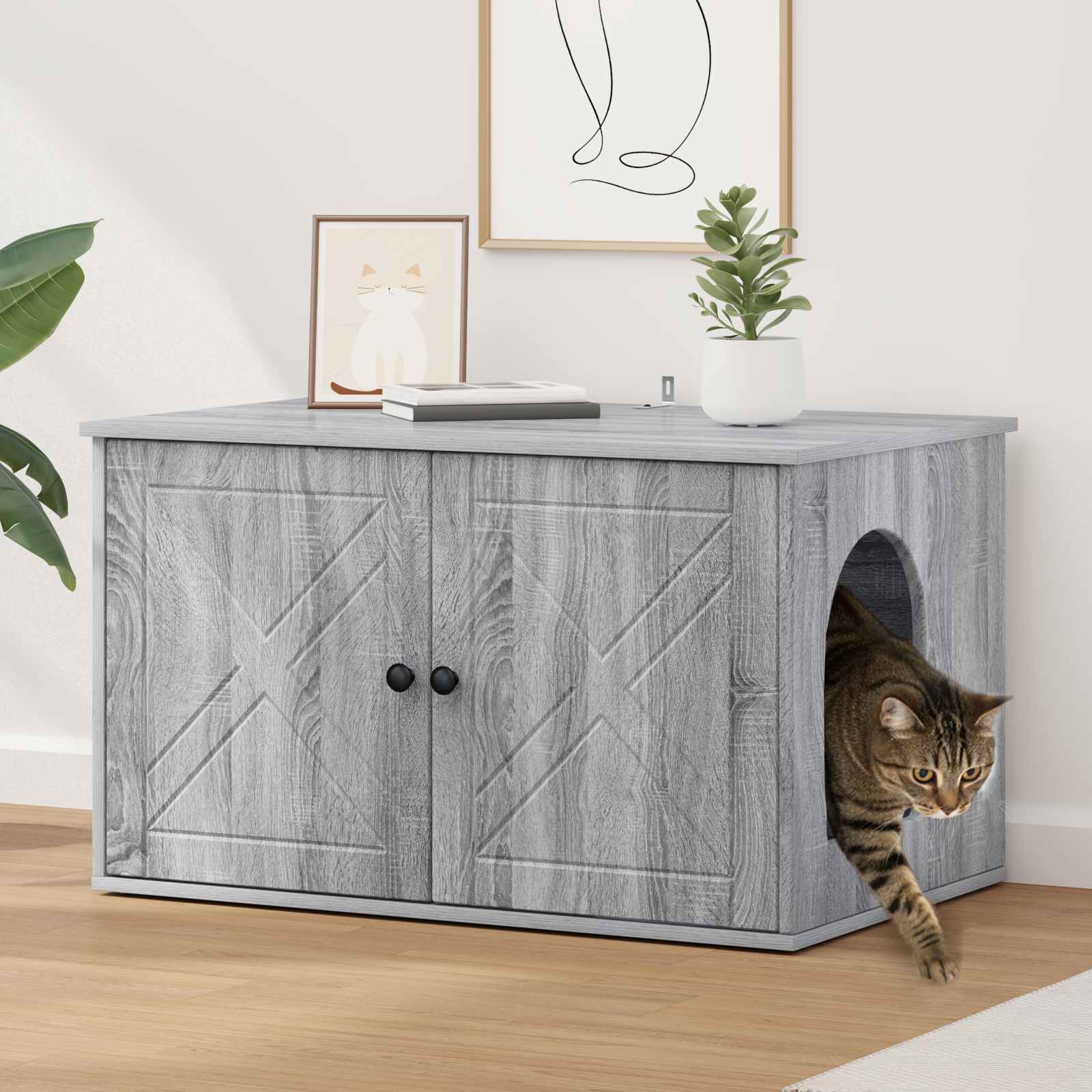Katzenhaus Sonoma-Grau 85 x 55 x 50,5 cm Holzwerkstoff