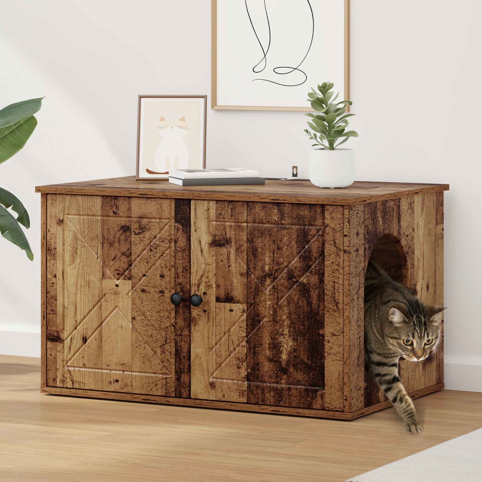 Katzenhaus Altholz 85 x 55 x 50,5 cm Holzwerkstoff