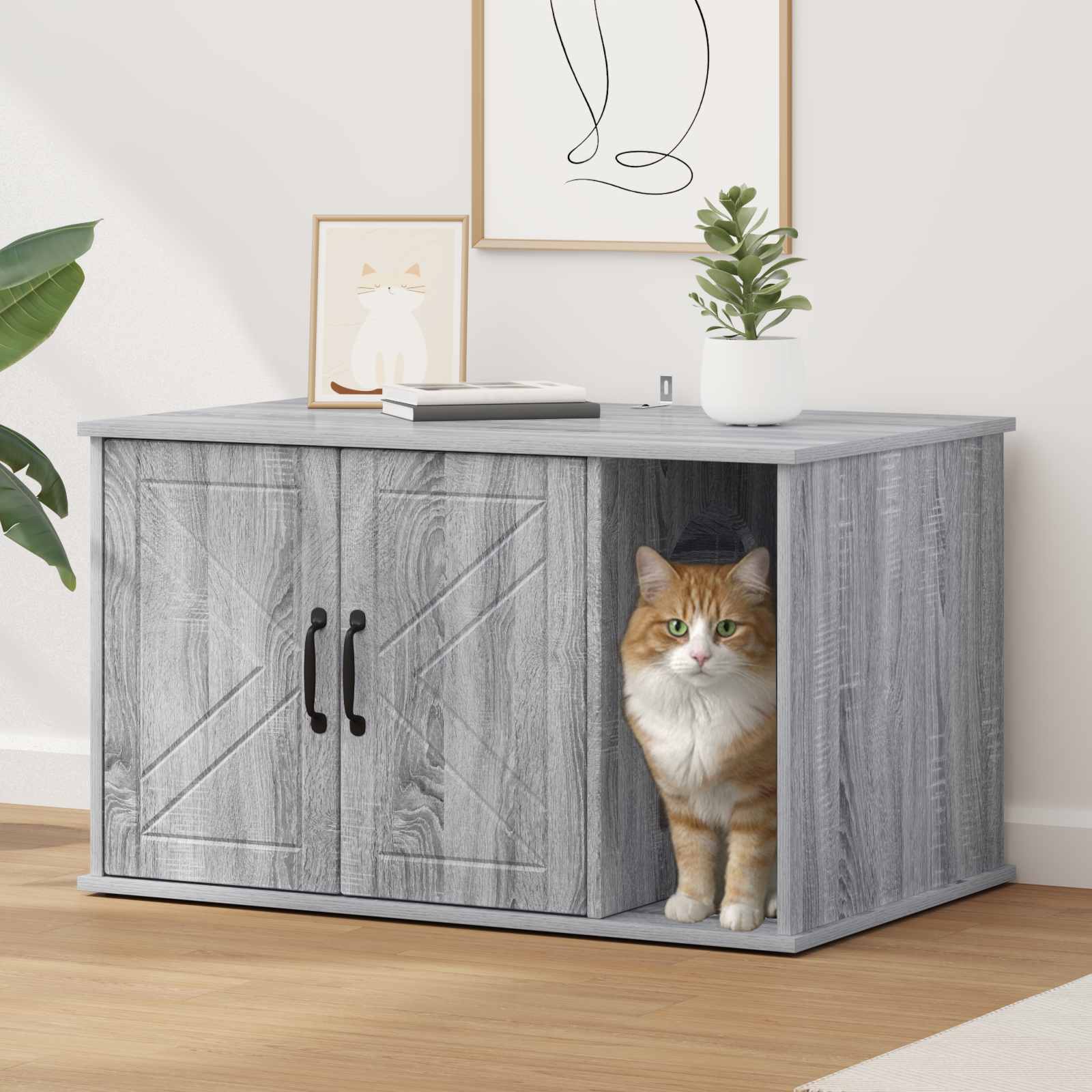 Katzenhaus Sonoma-Grau 85 x 55 x 50,5 cm Holzwerkstoff