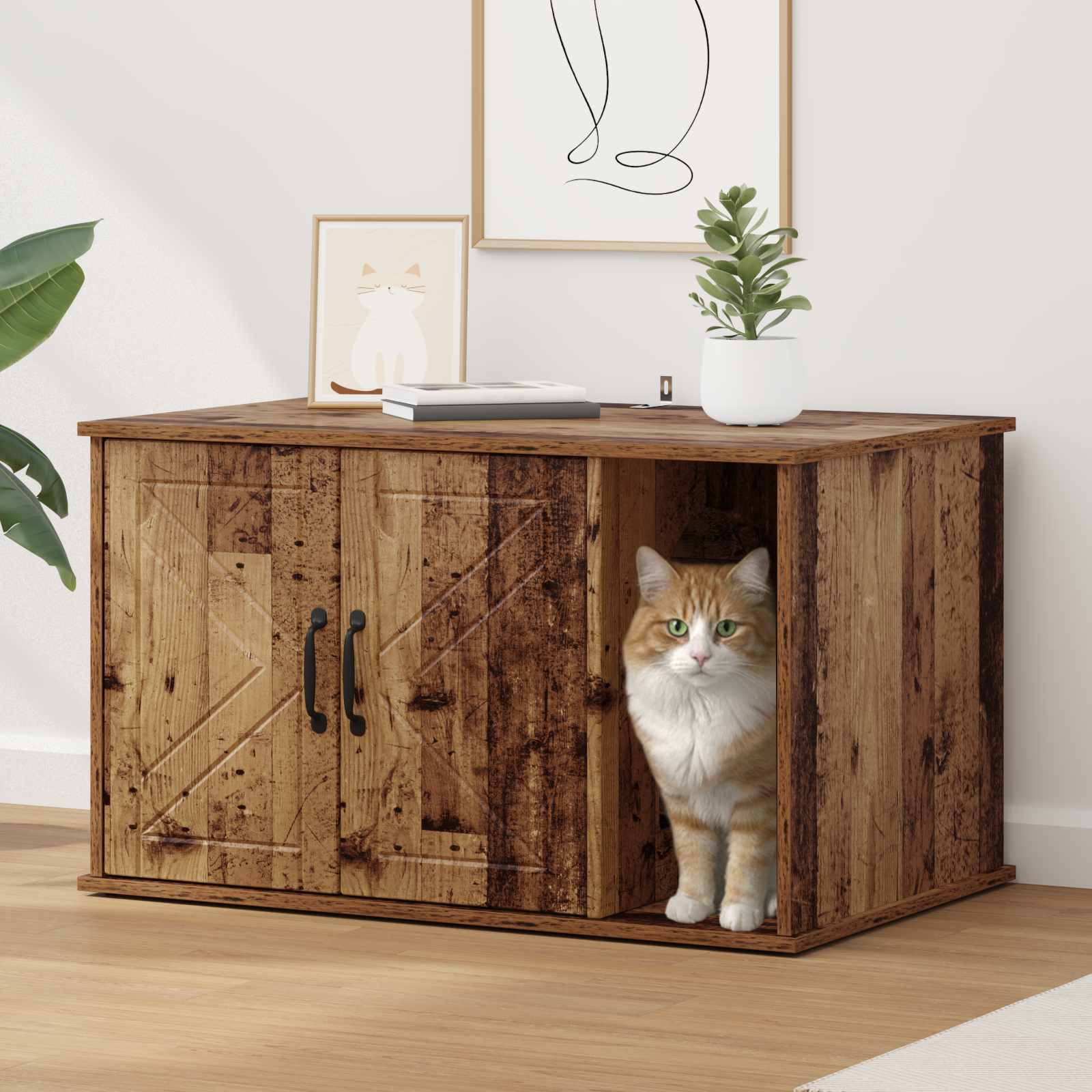 Katzenhaus Altholz 85 x 55 x 50,5 cm Holzwerkstoff