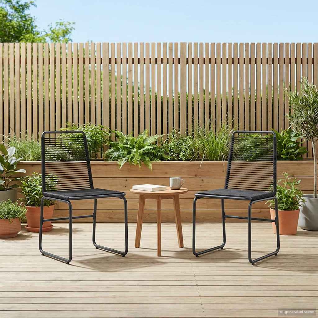 Gartenstühle 2 stk. Schwarz Rattan