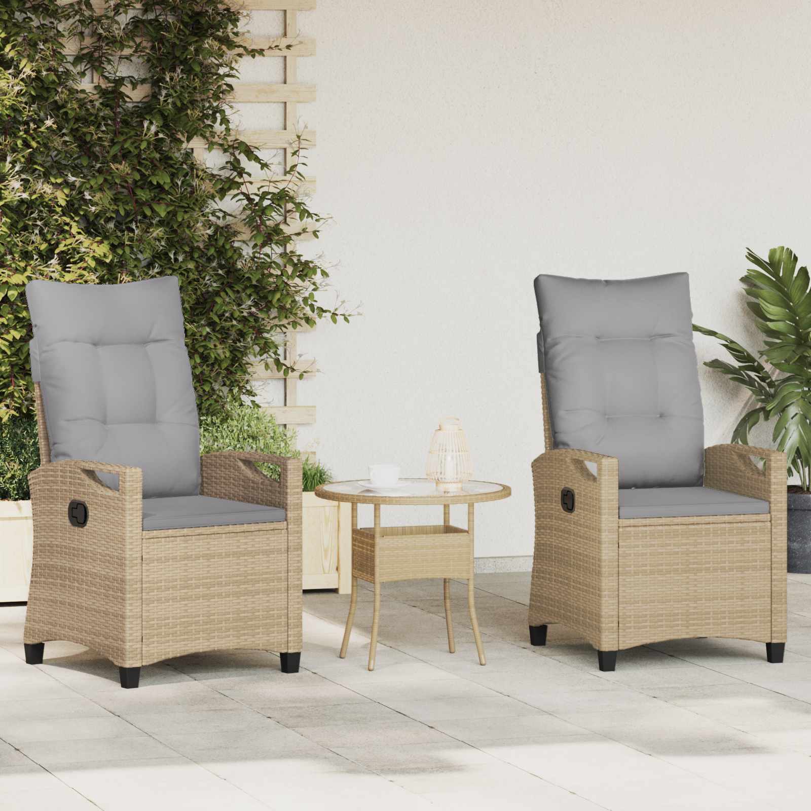 Gartenstuhl 2 stk. Beige und Hellgrau Stahl und Polyester