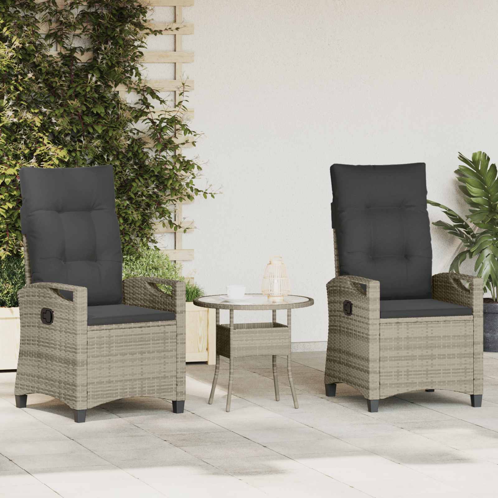 Gartenstuhl 2 stk. Hellgrau und Dunkelgrau Stahl und Polyester
