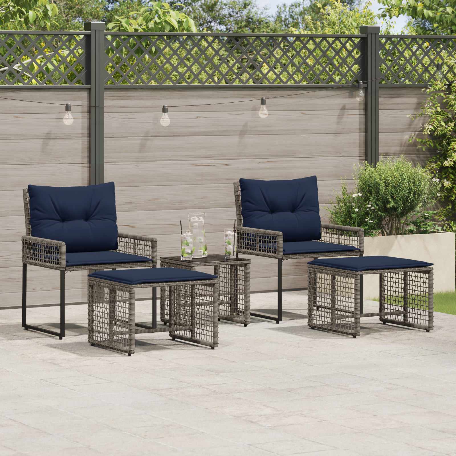 Gartenmöbel Set 5 stk. Grau und Marineblau