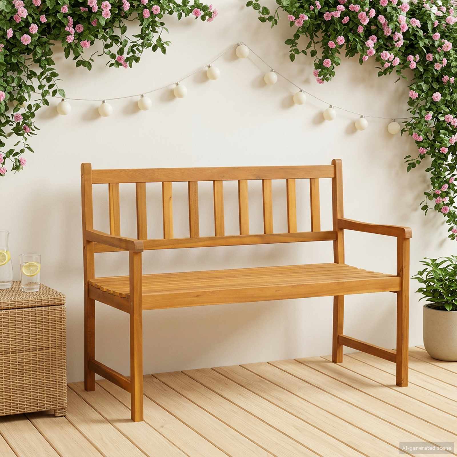 Gartenbank 2-Sitzanzahl 110 x 55 x 90 cm Massivholz Akazie