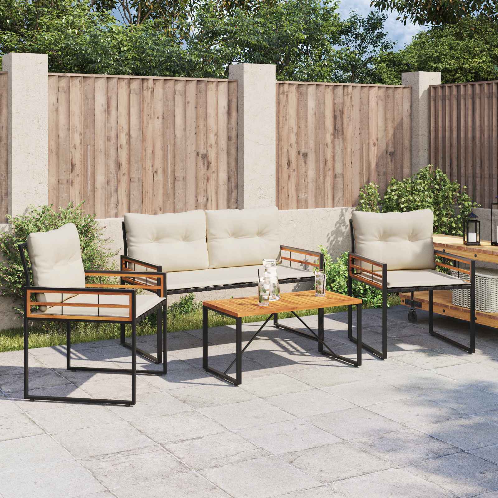 Gartenmöbel Set 4 stk. Creme