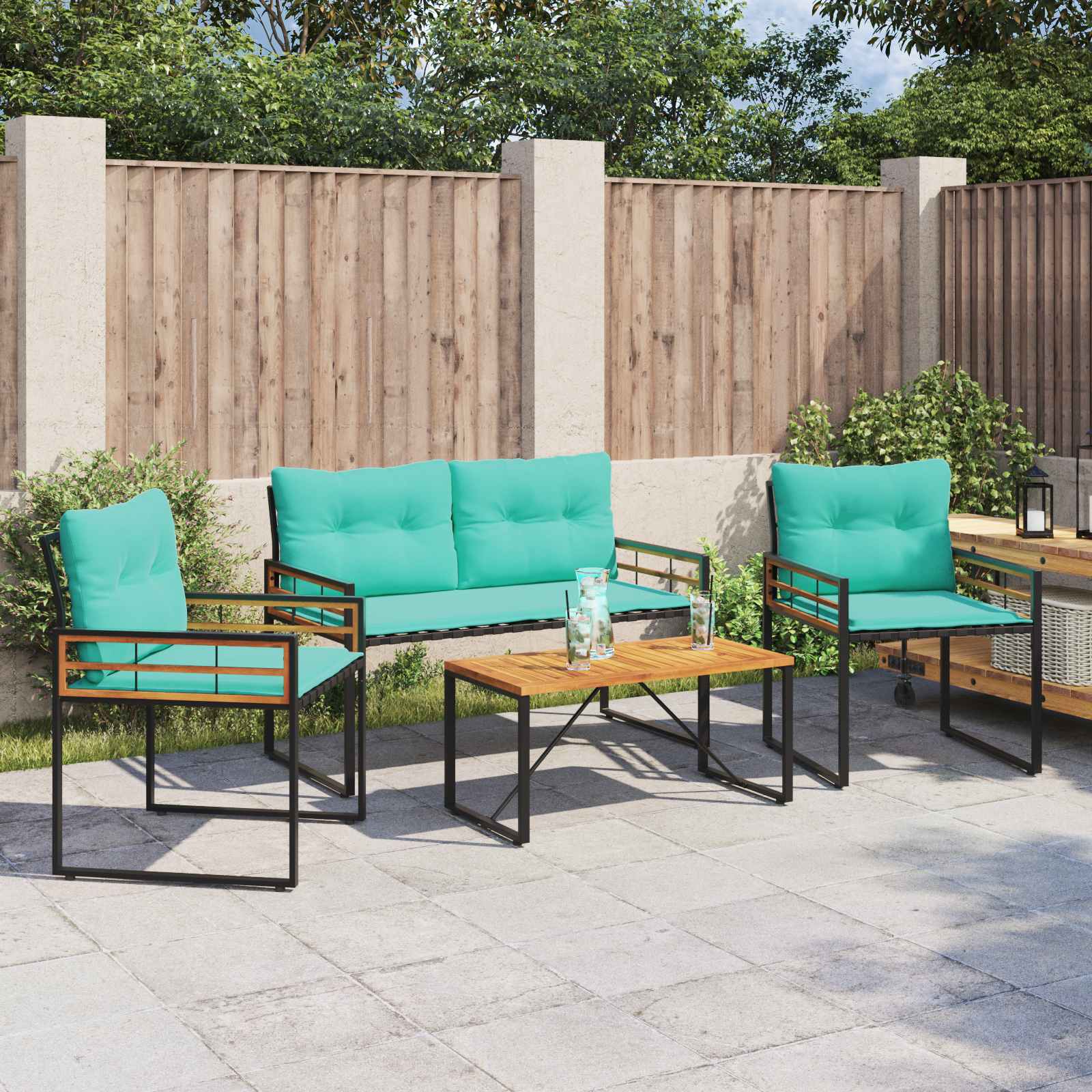 Gartenmöbel Set 4 stk. Türkis