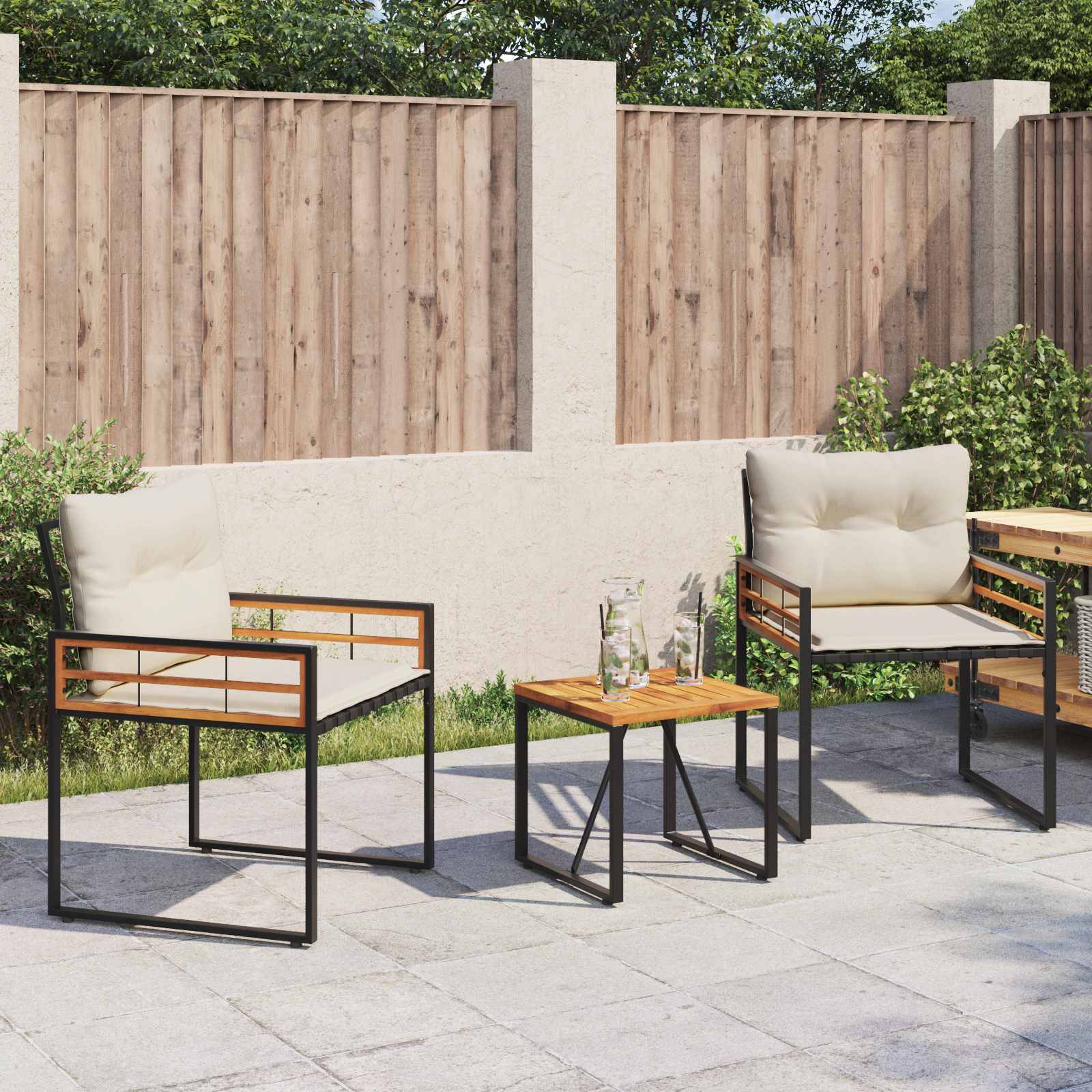 Gartenmöbel Set 3 stk. Creme