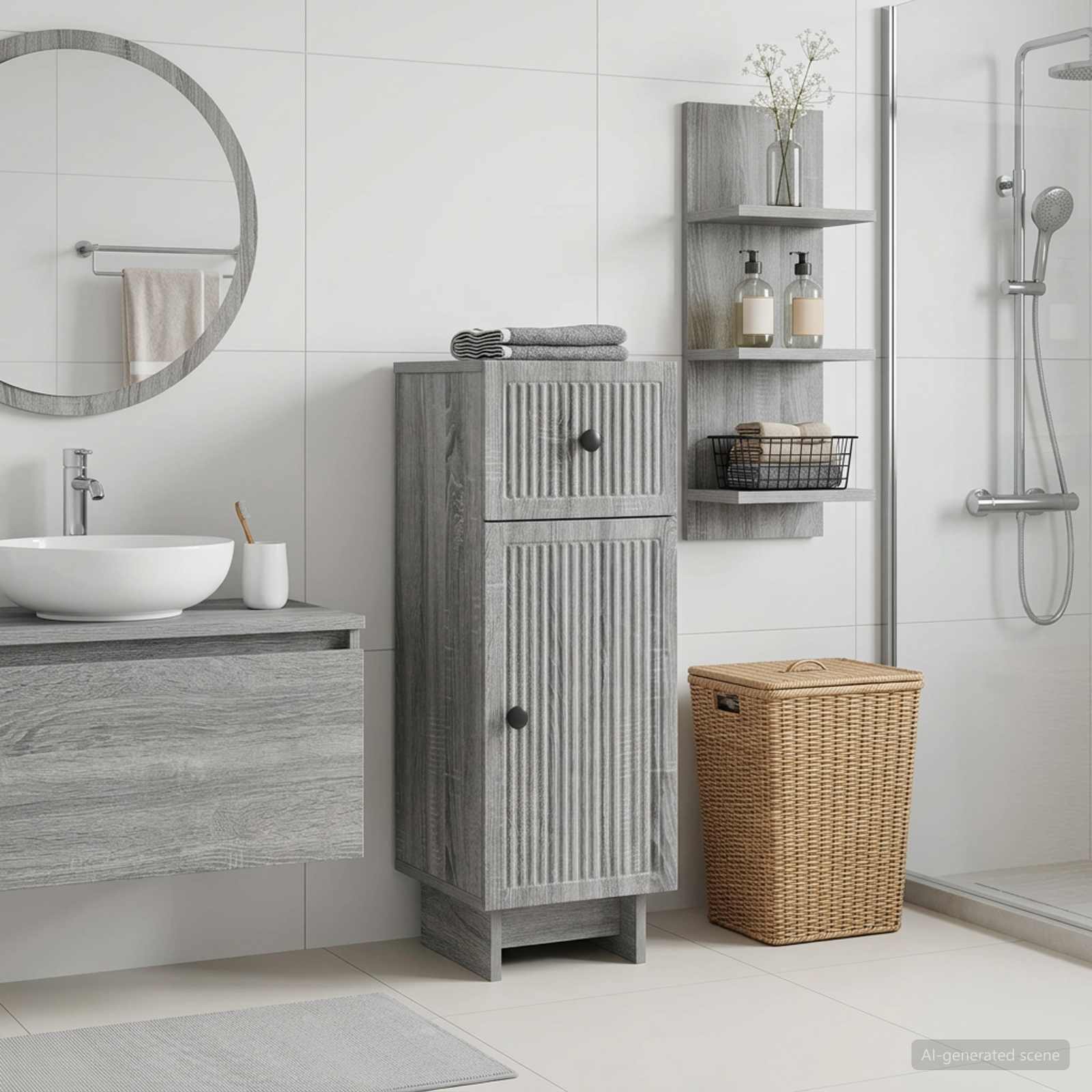 Badezimmer Aufbewahrungsschrank EDE Sonoma-Grau 30 x 31 x 80 cm