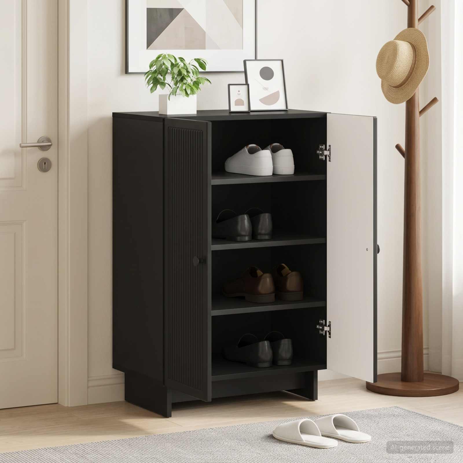 Schuhschrank EDE 59,5 x 39,5 x 90 cm Holzwerkstoff Schwarz
