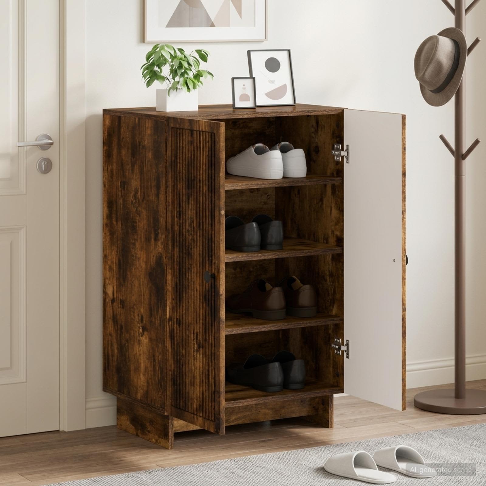 Schuhschrank EDE 59,5 x 39,5 x 90 cm Holzwerkstoff Raucheiche