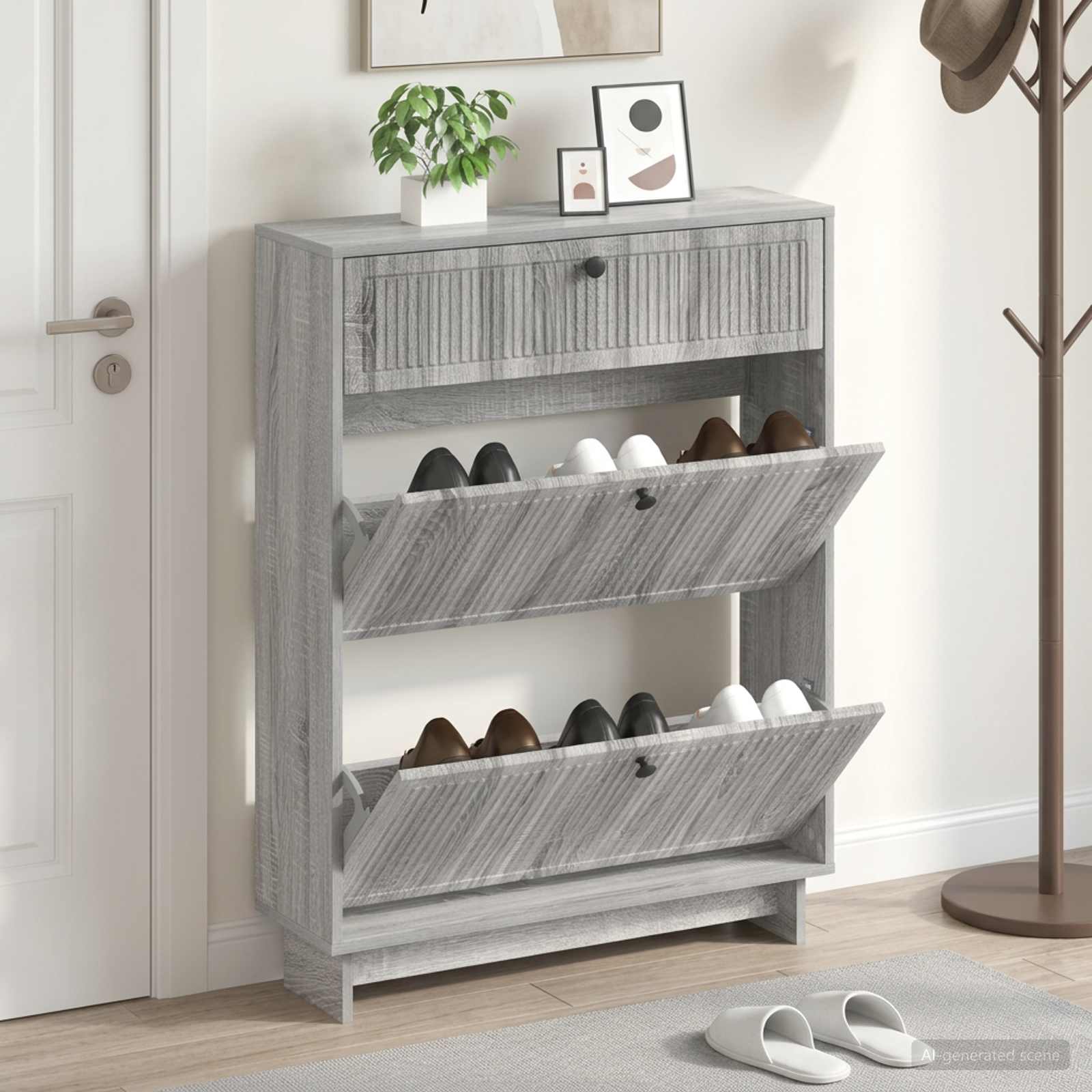 Schuhschrank EDE 78 x 24 x 103 cm Holzwerkstoff Sonoma-Grau
