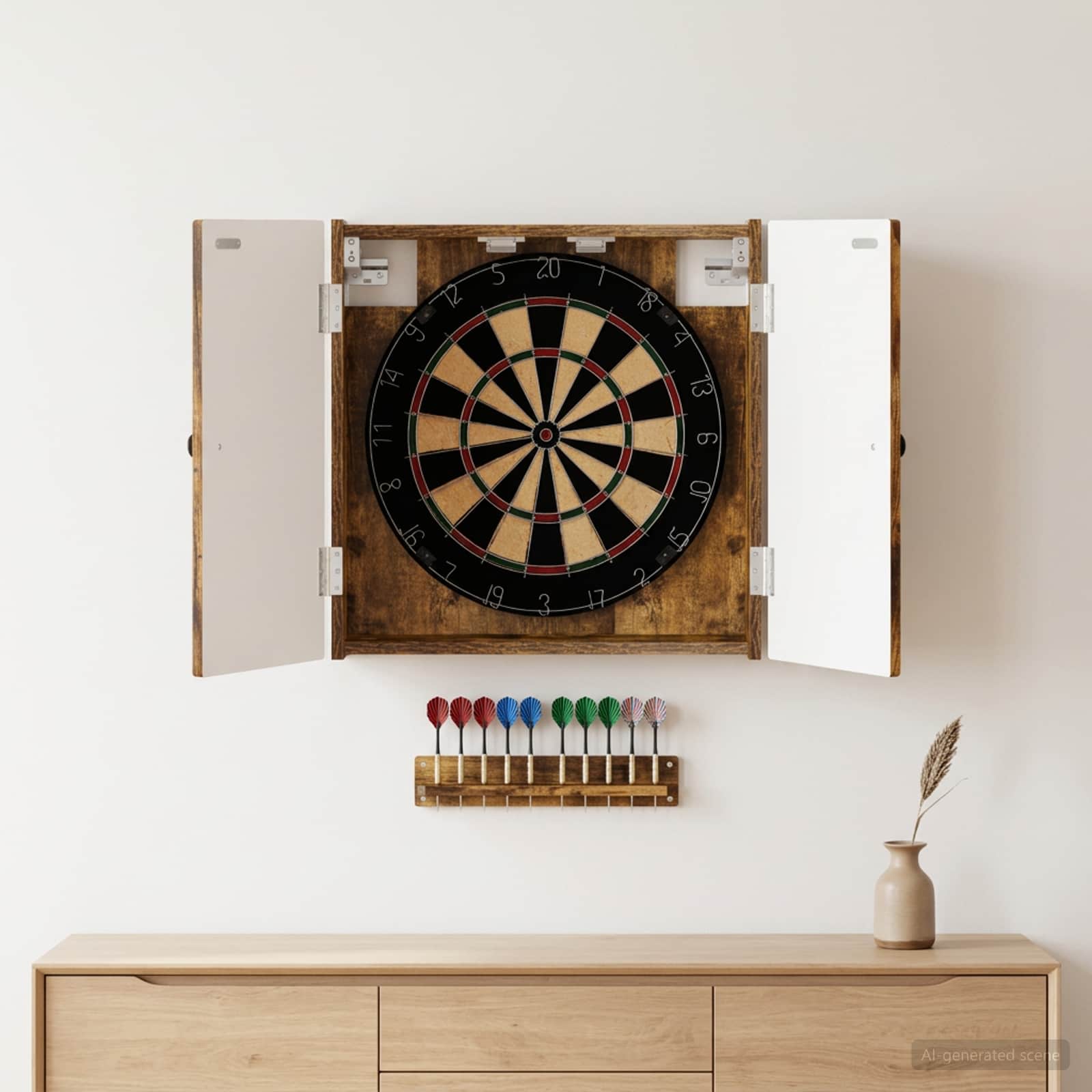 Dartboard Schrank BREDA Raucheiche 52,5 x 10,5 x 53,5 cm