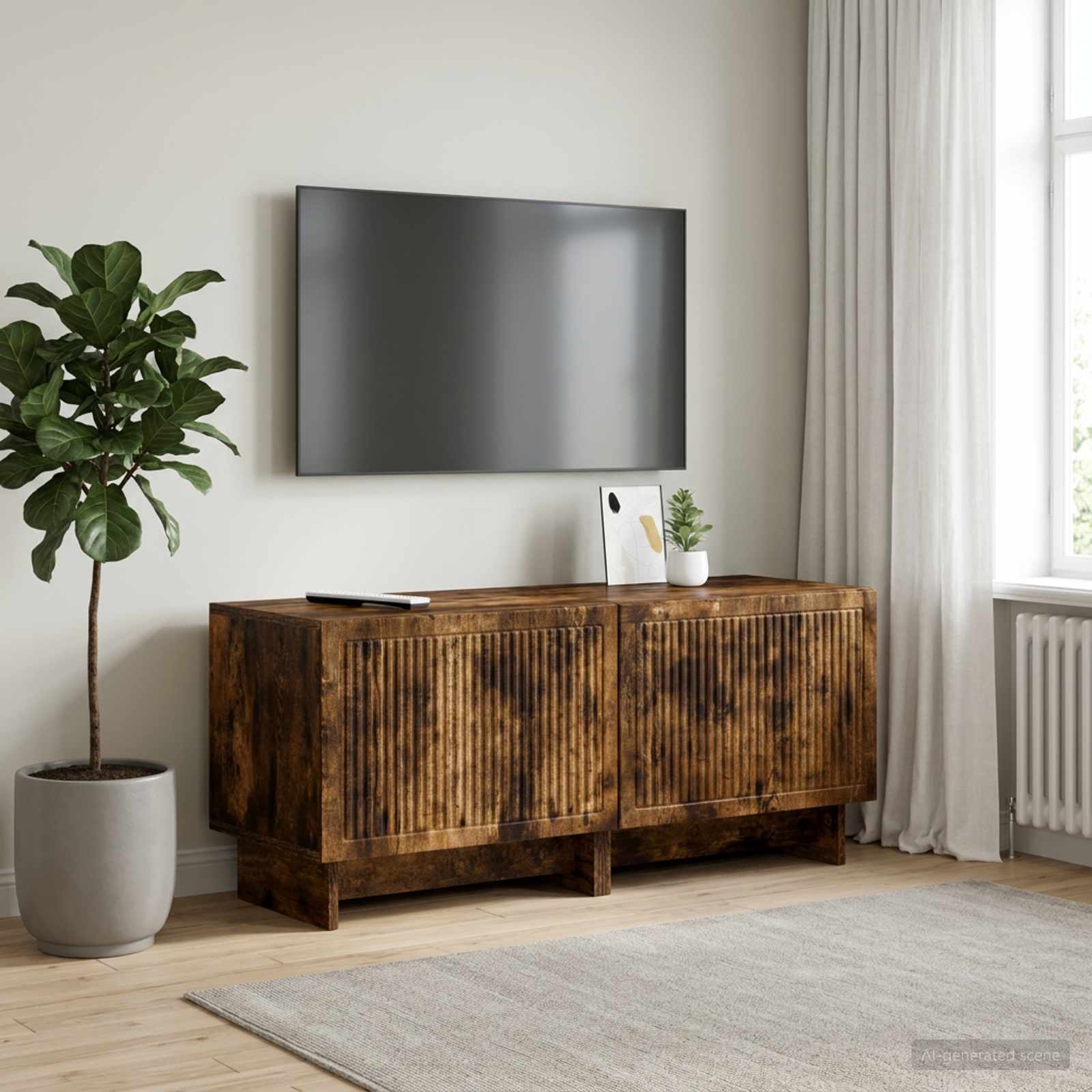 TV-Schrank Raucheiche Holzwerkstoff