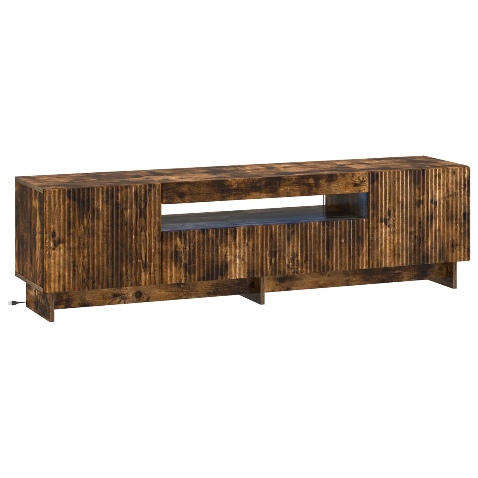 LED-TV-Schrank Raucheiche Holzwerkstoff
