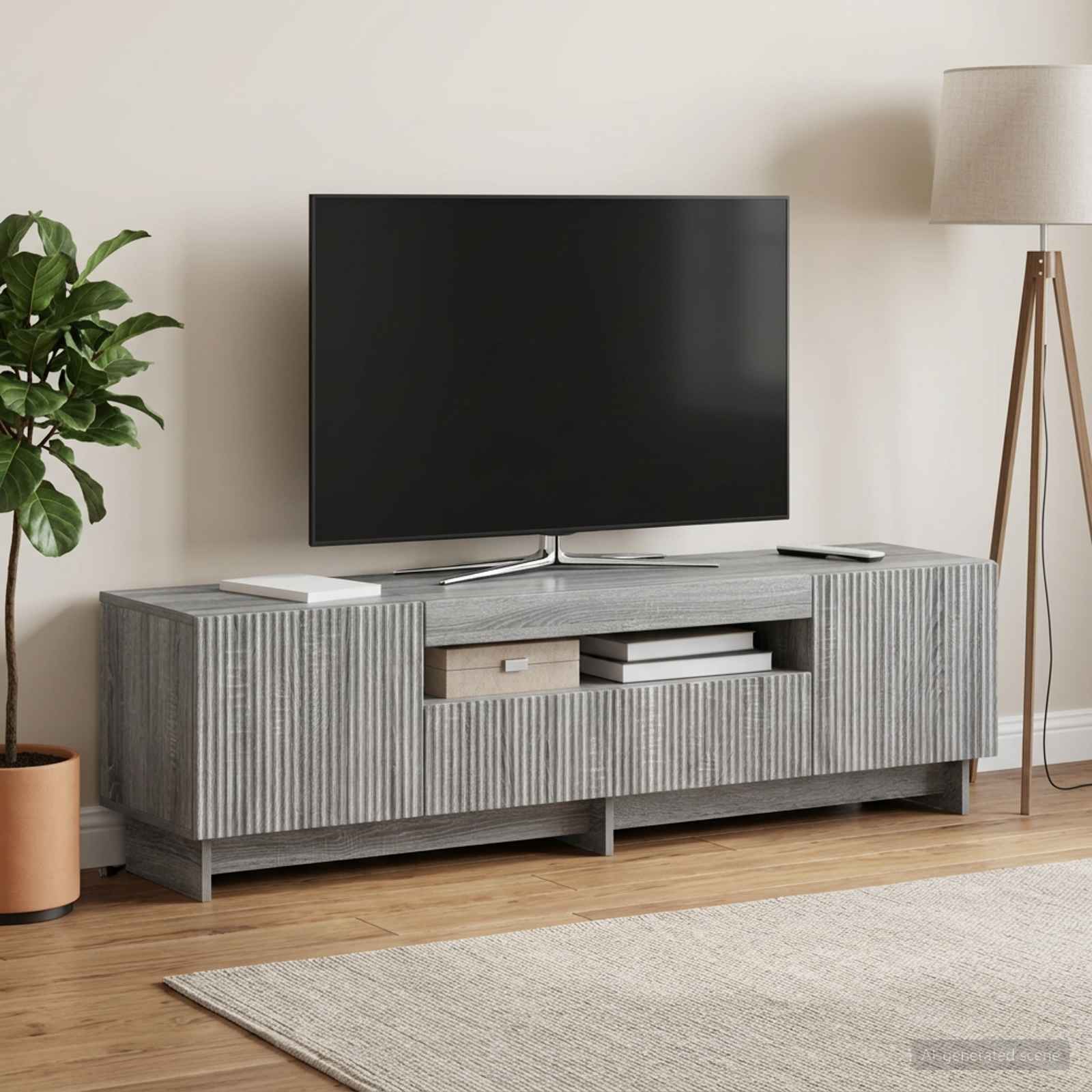 LED-TV-Schrank Sonoma-Grau Holzwerkstoff