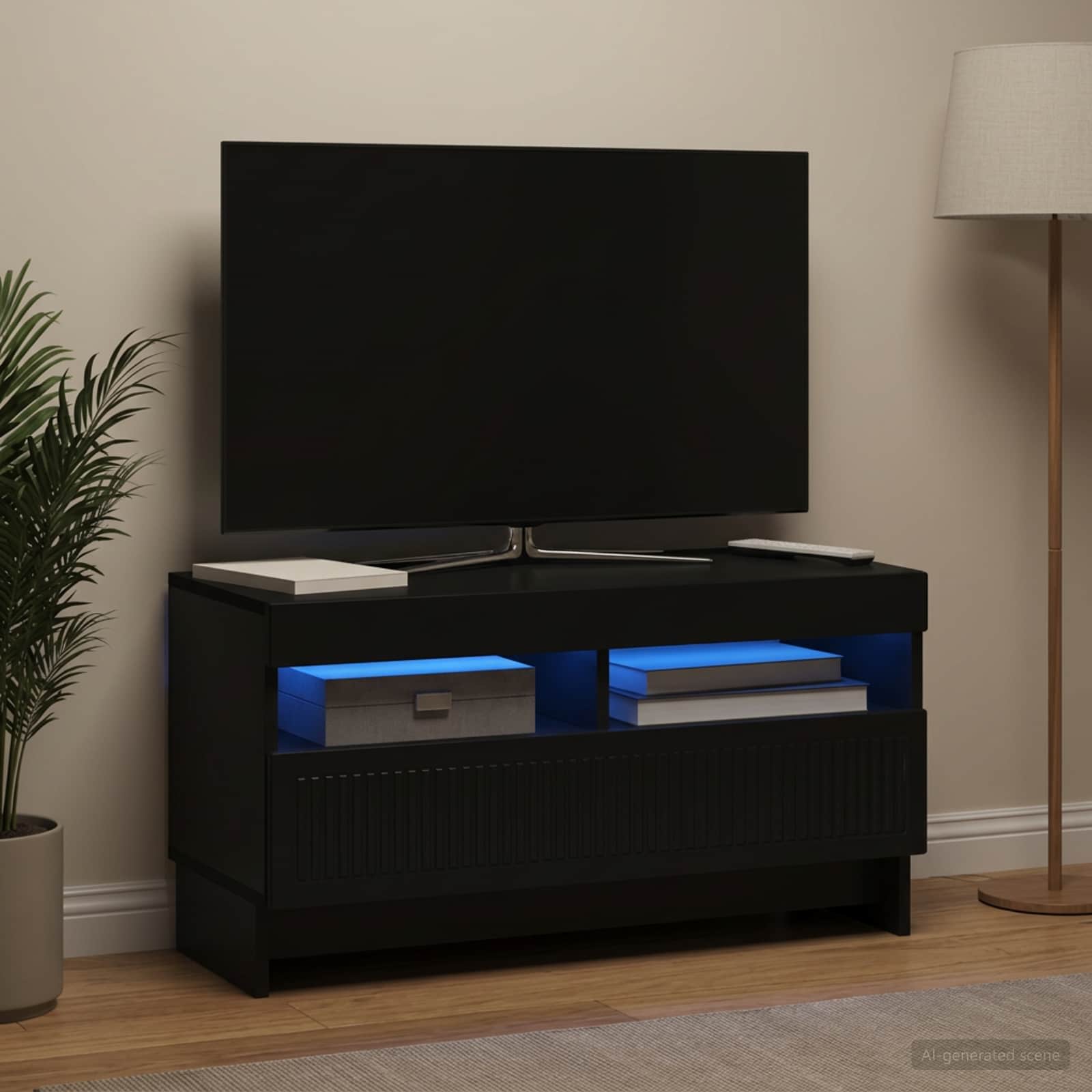 LED-TV-Schrank Schwarz Holzwerkstoff