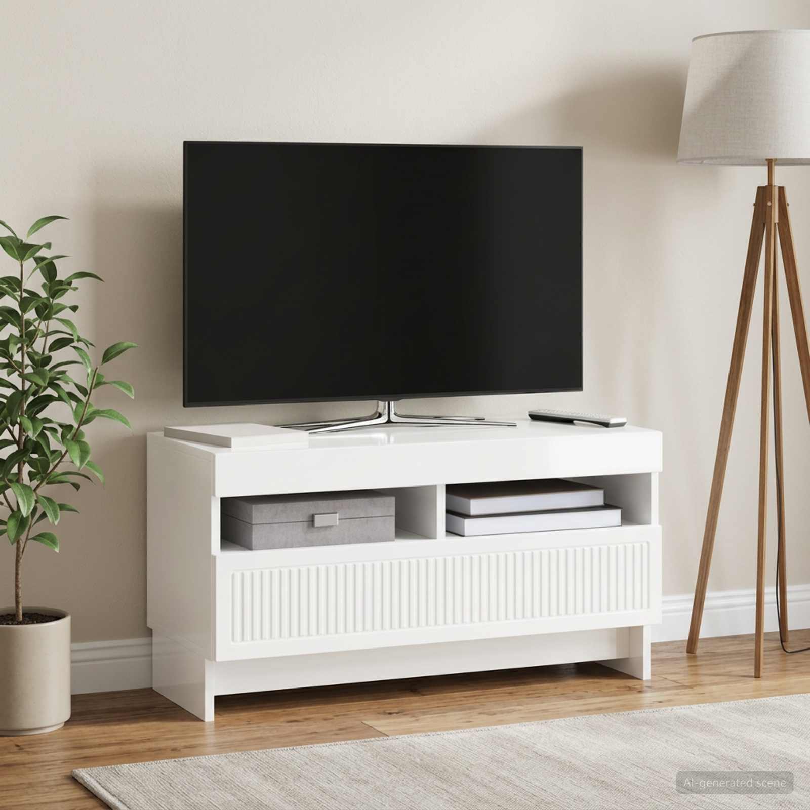 LED-TV-Schrank Hochglanz Weiß Holzwerkstoff