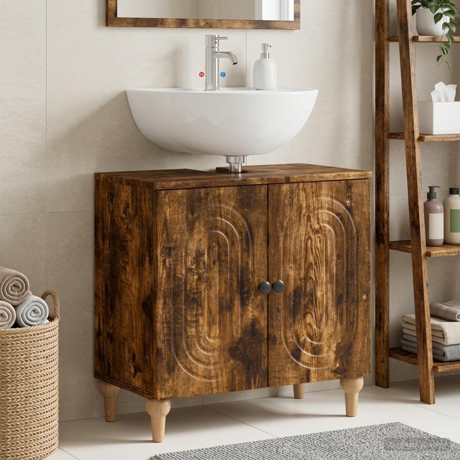Waschbeckenschrank ALKMAAR Raucheiche 59,5 x 31,5 x 59 cm