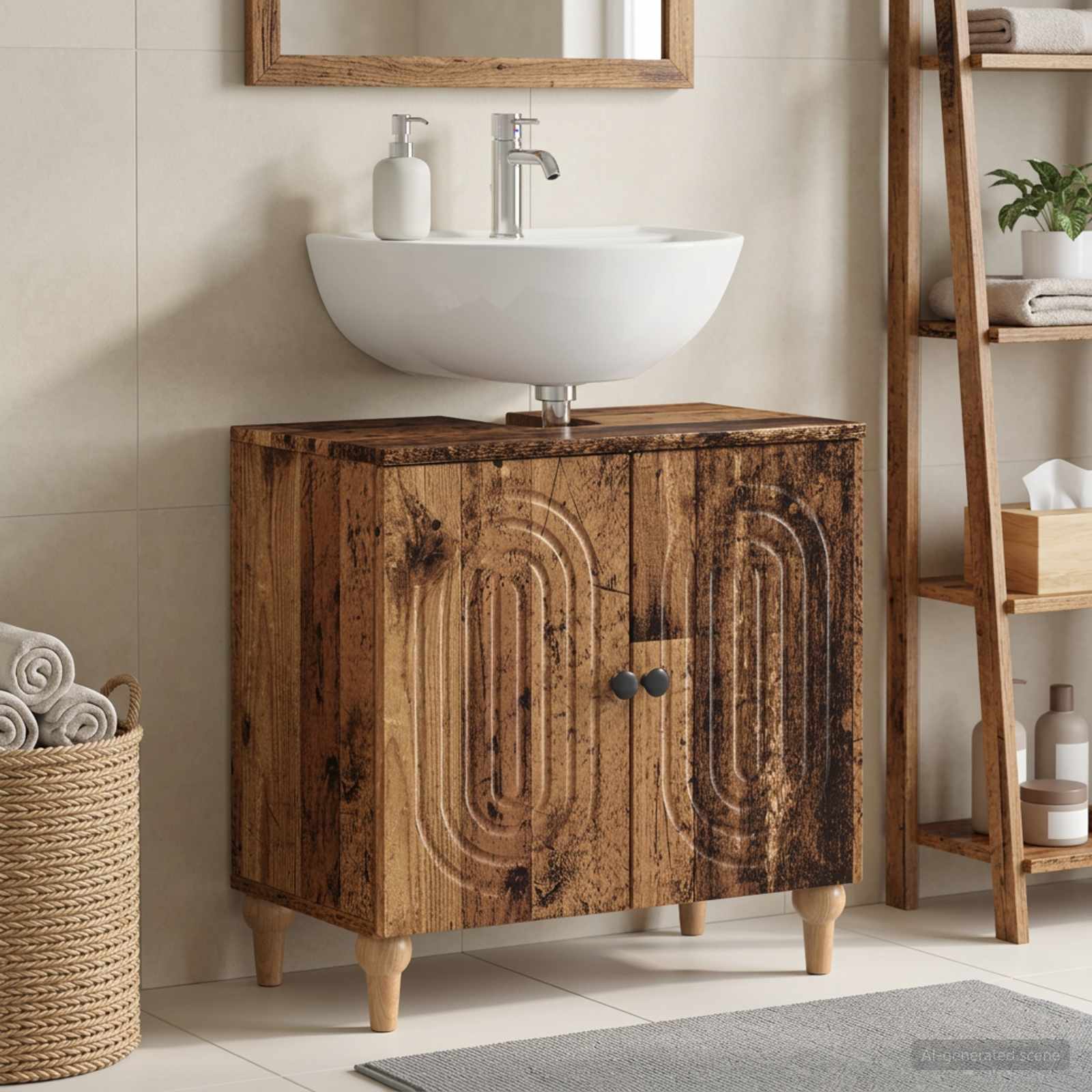 Waschbeckenschrank ALKMAAR Altholz 59,5 x 31,5 x 59 cm