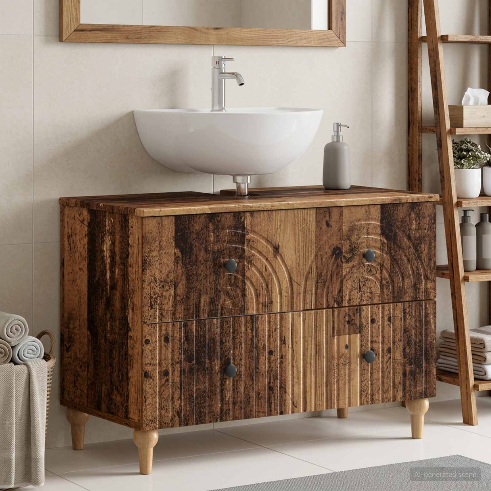 Waschbeckenschrank ALKMAAR Altholz 82 x 41 x 59 cm